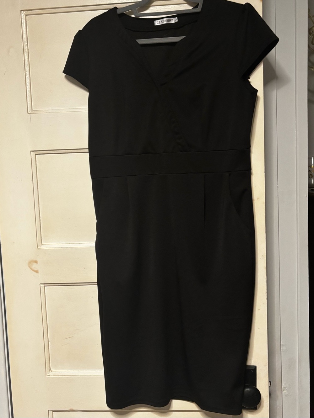 Classic Black Cap-Sleeve Sheath Dress